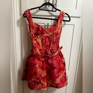 ZIMMERMANN
Belted floral-print linen and silk-blend peplum mini dress size 1